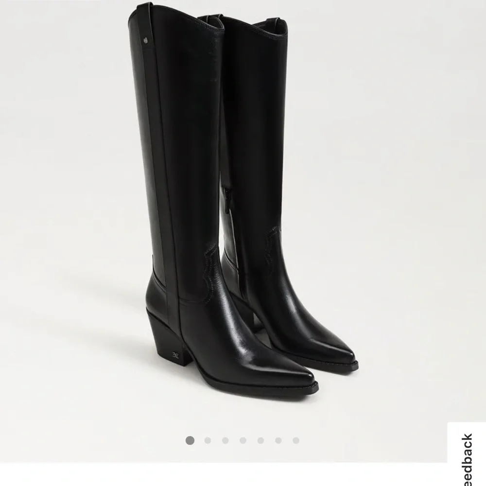 Sam Edelman Black Knee-High Western Block Heel Boot size 10 m